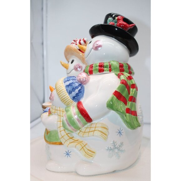 Fitz & Floyd Cookie Jar - Frosty Friends Snowman Family - Picture 4 of 11